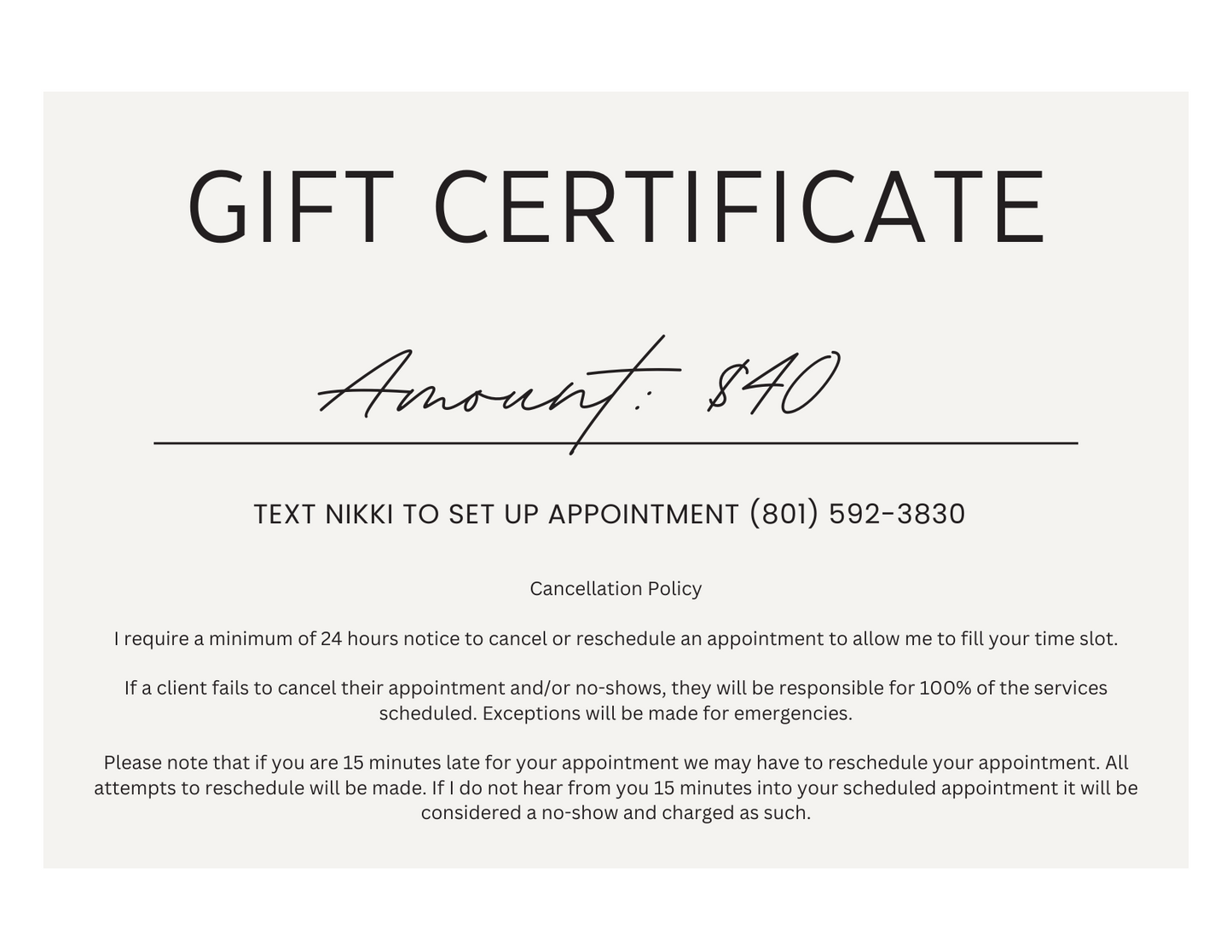 Zoning for the Soul Gift Certificate