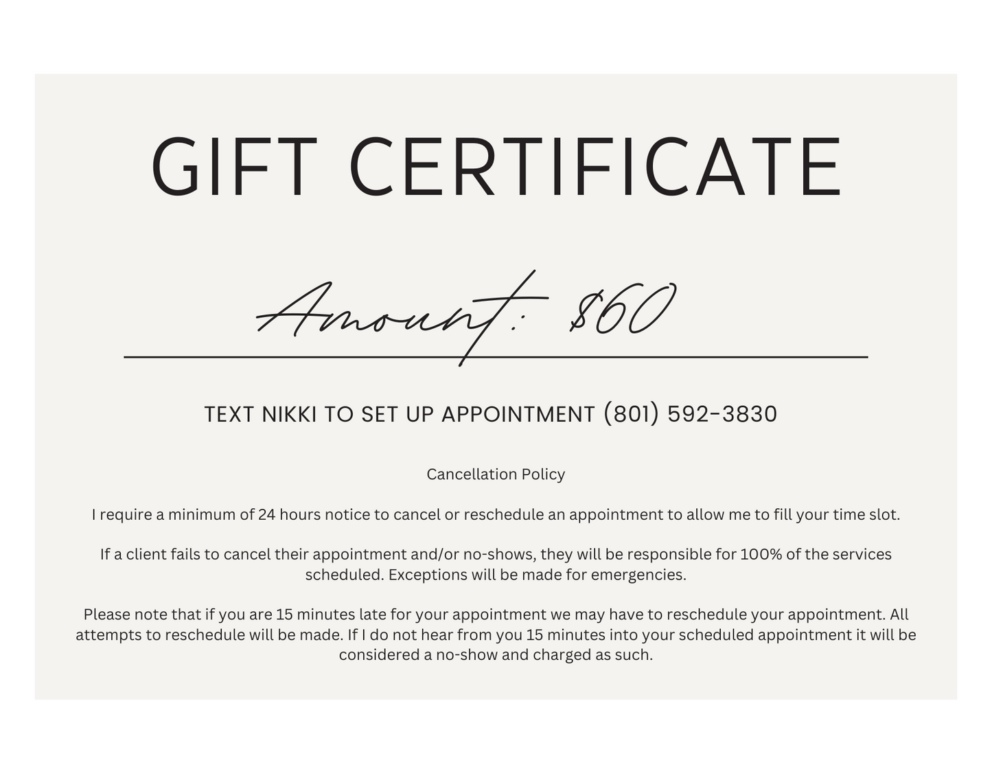 Zoning for the Soul Gift Certificate